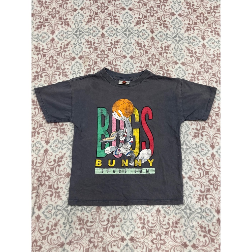 Space Jam Bugs Bunny Graphic T-Shirt Charcoal Gray Kids S22 Basketball Tee